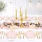 700PCS Pink and Gold Plastic Dinnerware Set – Disposable Plates, Silverware, Cups & Napkins for Wedding, Party & Events